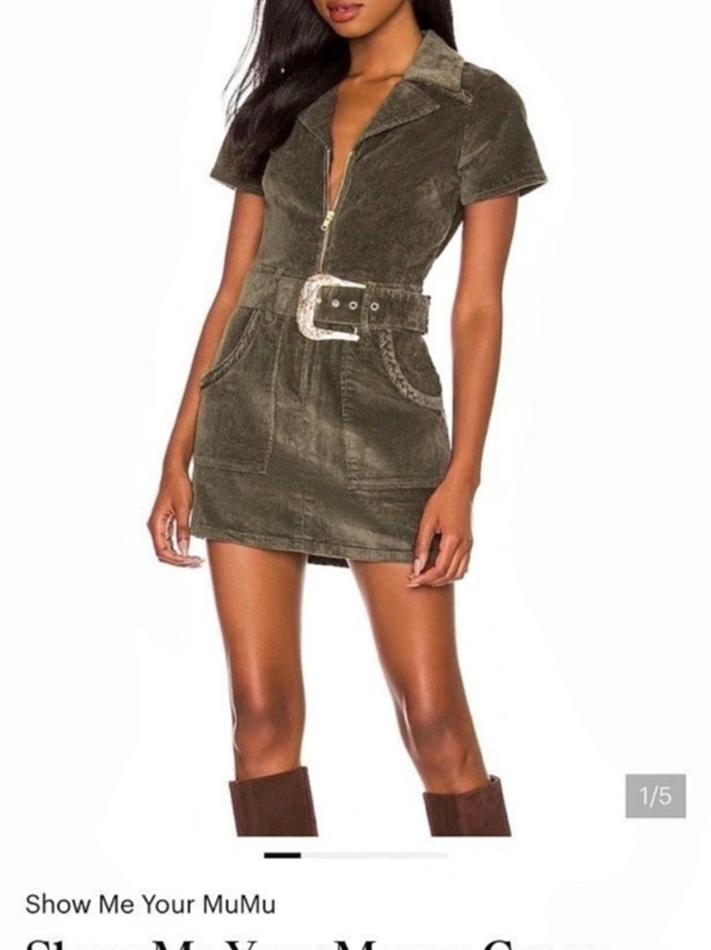 Show Me Your Mumu Outlaw Dress Green Corduroy Mini